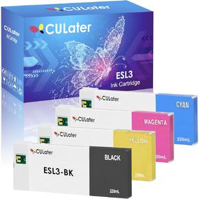 ESL3 Remanufactured Ink Cartridge Replacement for ESL3-BK ESL3-CY ESL3-MG ESL3-YE for Roland SolJet Pro II V SJ-1045EX VersaArt RE-640 VersaCAMM SP-300 (220ML, 4 Pack)