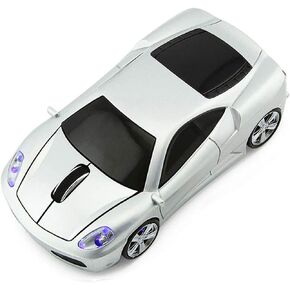 Cool Sports Car Shaped Wireless Mouse 1600DPI Cordless Optical Mice with USB Receiver for Office School Home Travel, for PC Laptop Computer Gift (Blue-1 Pack)
