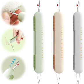 2 in 1 Needle Threader Seam Ripper, Needle Threading and Seam Kit, Needle Threading Seam Rippers, Sewing Needle Threader Tool for Sewing Cross Stitch Craft Knitting Sewing Supplies 3PCS
