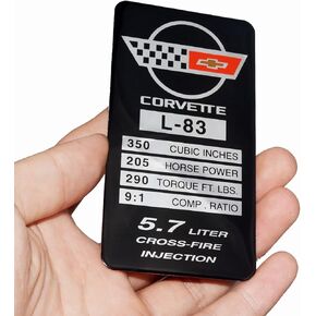 1Pc C4 Corvette 1984 L83 Engine ID Spec Metal Data Plate Consoler Emblem 3D Badge Nameplate Replacement for Corvette
