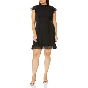 Adrianna Papell Women's Textured Chiffon Ruffle Dress