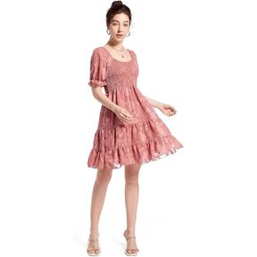 Summer Dresses for Women 2023 Chiffon Floral Prom Dress Smocked Short White Dresses for Graduation