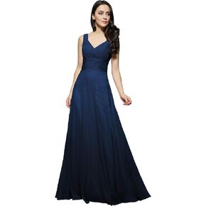 Formal Straps Pleated Long Straight Bridesmaid Dresses Prom Homecoming