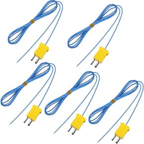 2M K-Type Temperature Sensor Mini-Connector Probe Sensor Temperature Sensors Measure Range -40 to 400 Degrees Celsius (-104 to 752 Degrees Fahrenheit) for Thermocouple Sensor and Meter (5)