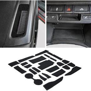 JDMCAR Custom Liner Accessories Compatible with Chevy Colorado/GMC Canyon 2015 2016 2017 2018 2019 2020 2021 2022, Cup Holder, Door Pocket, and Center Console Mat Kit 26-PC Set (Crew Cab, Black Trim)