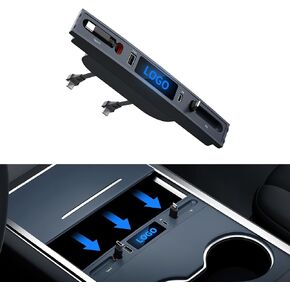 لـ Tesla USB Hub، محطة إرساء مع كابل شحن سريع قابل للسحب لـ Tesla Model 3 Model Y 2021 2022 2023، الملحقات الداخلية لوحدة التحكم المركزية Tesla Model 3/Model Y in Kuwait