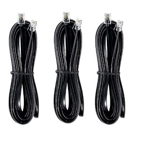 RJ12 Cable Phone Cord RJ12 6P6C Male to Male Straight Wired for Both Data and Voice Use Black - 15 Feet3 Pack