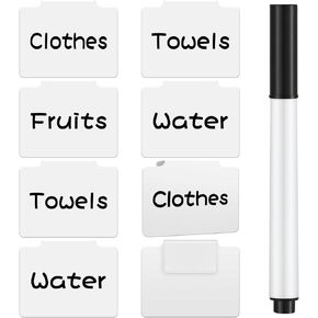 White Label Holders Basket Labels Clip Removable Bin Clips Labels with Chalk Markers for Kitchen Classroom Pantry Storage Bin Basket Box Hanging Bin Clip Label (9)
