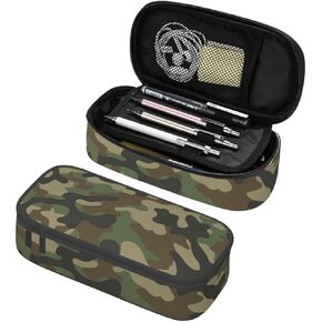 Green Camo Camouflage Print Pencil Case Bag Pen Holder Pouch School Office Marker Desk Organizer Stationery Storage For Kids, Students