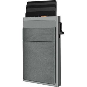 Slim Wallet for Men - with Money Clip, Minimalist Wallet with Gift Box, Aluminum Pop Up Credit Card Holder, RFID Blocking | Premium Carbon Fiber Leather