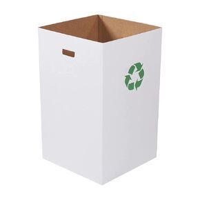 Aviditi Corrugated Trash Can Plain, 50 Gallon, 18" x 18" x 36", White, 10/Bundle