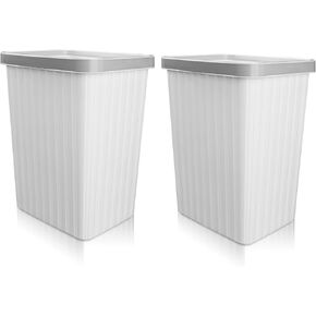 2 Gallon Slim Trash Can with Pressing Ring, Plastic Wastebasket Garbage Container Bin for Bathroom, Kitchen, Bedroom, Office,2 Pack(Black+White) in Kuwait