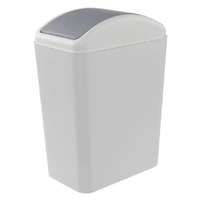 Plastic Trash Can with Swing Lid, 16 L Garbage Can for Kitchen, Bedroom, Office, Grey