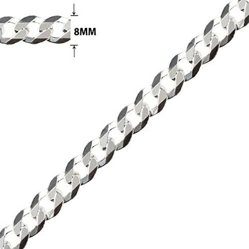 قلادة من الفضة الإسترلينية الصلبة للرجال من NYC مقاس 8 مم عيار 925، مصنوعة في إيطاليا. in Kuwait