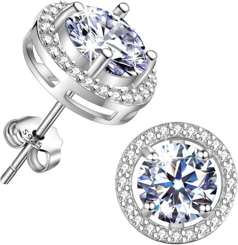 أقراط مويسانيتي مرصعة، 1-2 قيراط D اللون VVS1، قطع مستديرة فاخرة، ألماس تم تصنيعه في المختبر، S925 من الفضة الإسترليني مع مطلية بالذهب الأبيض عيار 18 قيراط، هدايا مجوهرات للنساء والرجال in Kuwait