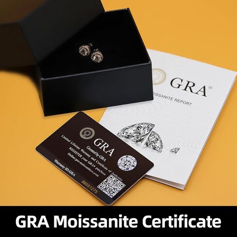 أقراط مويسانيتي مرصعة، 1-2 قيراط D اللون VVS1، قطع مستديرة فاخرة، ألماس تم تصنيعه في المختبر، S925 من الفضة الإسترليني مع مطلية بالذهب الأبيض عيار 18 قيراط، هدايا مجوهرات للنساء والرجال in Kuwait