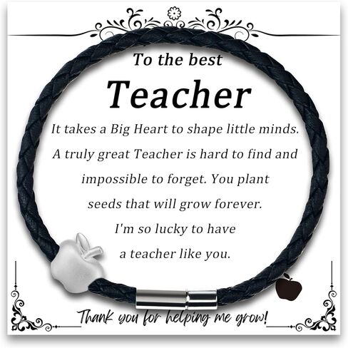 Smilebelle Teacher Appreciation Gifts, Teacher Bracelets for Women Thank You Gift for Teacher Purple Moonstone Bracelet Meaningful Music Gifts for Men Black Leather Bracelet as Teachers Day Graduation Gifts Back to School Jewelry in Saudi Arabia