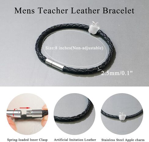 Smilebelle Teacher Appreciation Gifts, Teacher Bracelets for Women Thank You Gift for Teacher Purple Moonstone Bracelet Meaningful Music Gifts for Men Black Leather Bracelet as Teachers Day Graduation Gifts Back to School Jewelry in Saudi Arabia