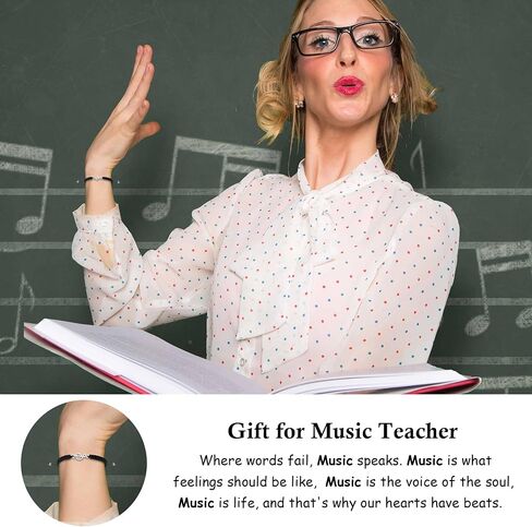Smilebelle Teacher Appreciation Gifts, Teacher Bracelets for Women Thank You Gift for Teacher Purple Moonstone Bracelet Meaningful Music Gifts for Men Black Leather Bracelet as Teachers Day Graduation Gifts Back to School Jewelry in Saudi Arabia
