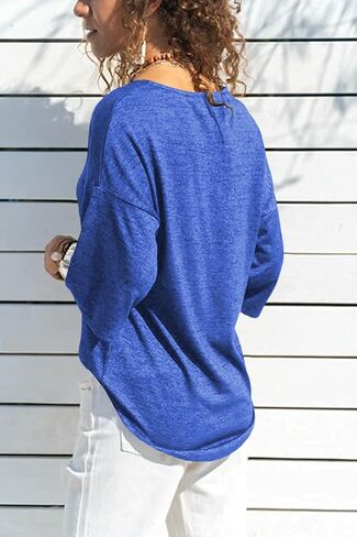 Grlasen Women's 3/4 Sleeve T-Shirt Summer V-Neck top Vintage Cotton Basic T-Shirt in Saudi Arabia