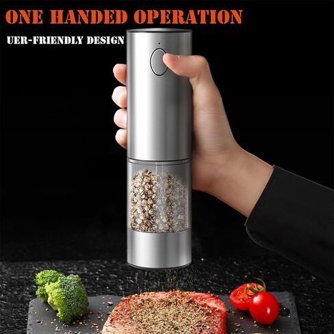 Electric Salt and Pepper Grinder Set, Automatic Salt and Pepper Mill Shakers with Battery Operated, 95 ml Large Capacity, LED Light, Adjustable Coarseness for Kitchen, Restaurant, Outdoor in Saudi Arabia