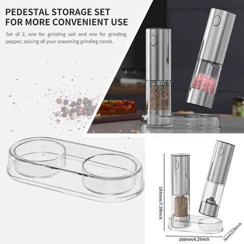 Electric Salt and Pepper Grinder Set, Automatic Salt and Pepper Mill Shakers with Battery Operated, 95 ml Large Capacity, LED Light, Adjustable Coarseness for Kitchen, Restaurant, Outdoor in Saudi Arabia