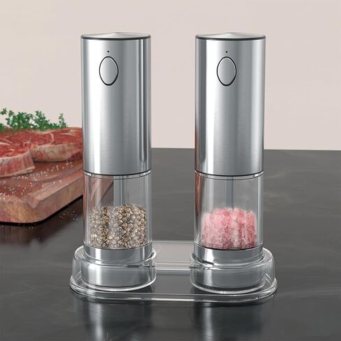 Electric Salt and Pepper Grinder Set, Automatic Salt and Pepper Mill Shakers with Battery Operated, 95 ml Large Capacity, LED Light, Adjustable Coarseness for Kitchen, Restaurant, Outdoor in Saudi Arabia
