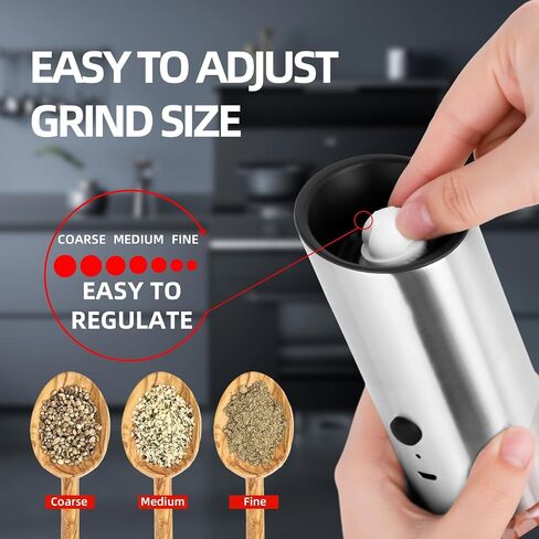Electric Salt and Pepper Grinder Set, Automatic Salt and Pepper Mill Shakers with Battery Operated, 95 ml Large Capacity, LED Light, Adjustable Coarseness for Kitchen, Restaurant, Outdoor in Saudi Arabia