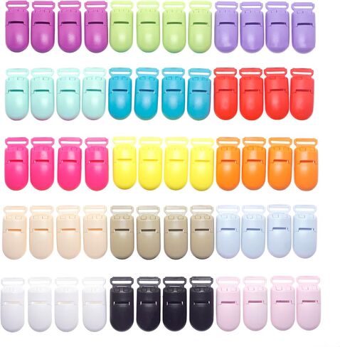 60 Pcs Pacifier Clip Holder Plastic Baby Binky Clips for DIY Dummy Teether Toy -Keep Pacifiers and Mittens Secure with Paci Clip Mix 15 Colors in Saudi Arabia