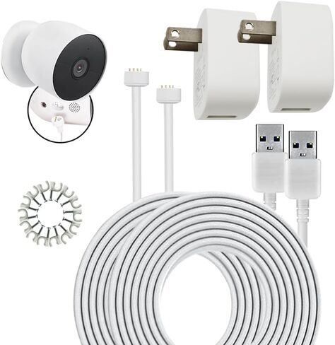 كابل شحن مغناطيسي ومحول طاقة من SKYWORLDM لكاميرا Google Nest Cam (بطارية مدمجة)، قابس 5V1A وكابل طاقة مغناطيسي مقاوم للماء بطول 16 قدم أبيض (1) in Kuwait