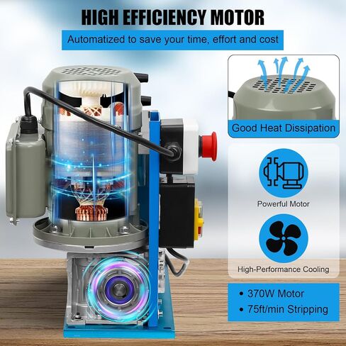 Wire Stripper,370W 370W 0.06" - 1.5" Automatic Wire Stripper, 10 Channel 10 Blade Wire Stripper, 75 FPM, Scrap Disposal Tool for Copper Recycling in Saudi Arabia