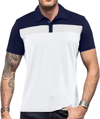 Lexiart Mens Fashion Polo Shirts Short Sleeve Regular Fit Golf Shirts Button Basic Cotton Polo T Shirts in Saudi Arabia