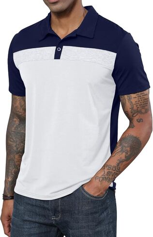 Lexiart Mens Fashion Polo Shirts Short Sleeve Regular Fit Golf Shirts Button Basic Cotton Polo T Shirts in Saudi Arabia
