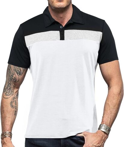 Lexiart Mens Fashion Polo Shirts Short Sleeve Regular Fit Golf Shirts Button Basic Cotton Polo T Shirts in Saudi Arabia