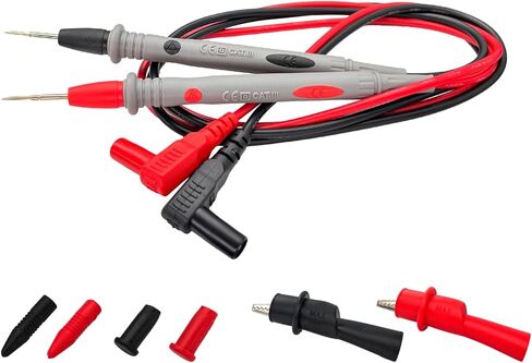 مع مشابك التمساح الملولبة، مشبك مسبار اختبار الموز 4 مم مناسب لمعظم أجهزة القياس الإلكترونية الرقمية المتعددة، كابل اختبار المشبك متر استبدال أحمر أسود. (10 أ) in Kuwait