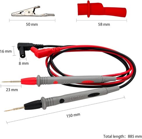 مع مشابك التمساح الملولبة، مشبك مسبار اختبار الموز 4 مم مناسب لمعظم أجهزة القياس الإلكترونية الرقمية المتعددة، كابل اختبار المشبك متر استبدال أحمر أسود. (10 أ) in Kuwait