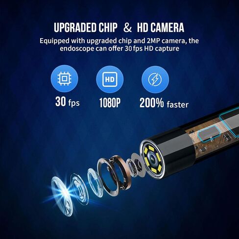 Wireless Borescope NIDAGE 1080P HD Endoscope Camera with Light Waterproof Inspection Camera with 11.5FT Semi-Rigid Snake Camera 5.5mm Scope Sewer Camera for iPhone Android Tablet, Cool Gadgets for Men in Saudi Arabia