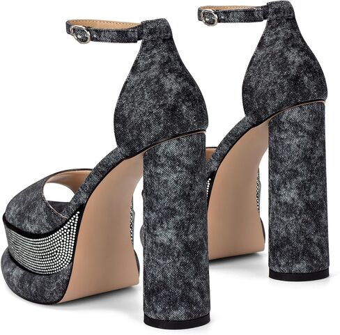 100FIXEO Women's Rhinestone Platform Chunky High Heels Open Toe Ankle Strap Sexy Elegant Comfortable Dressy Sandals Shoes in Saudi Arabia