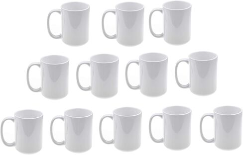 مجموعة 12 قطعة فارغة كبيرة من السيراميك الأبيض التسامي 15 أونصة كوب قهوة ضغط حراري نقل حراري صبغ مطلي لامع in Kuwait