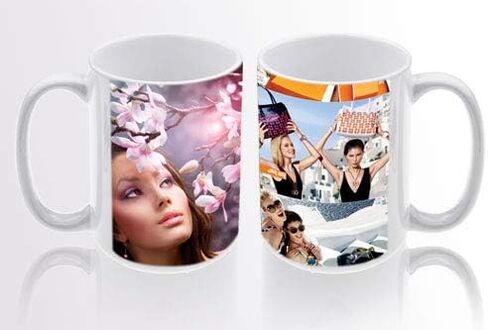 مجموعة 12 قطعة فارغة كبيرة من السيراميك الأبيض التسامي 15 أونصة كوب قهوة ضغط حراري نقل حراري صبغ مطلي لامع in Kuwait