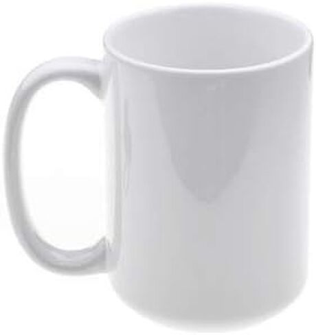 مجموعة 12 قطعة فارغة كبيرة من السيراميك الأبيض التسامي 15 أونصة كوب قهوة ضغط حراري نقل حراري صبغ مطلي لامع in Kuwait