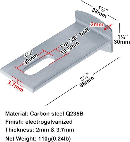 20 Pcs T Shape Welded Plate, Adjustable Fixing Bracket, 1-1/2x3-1/2 in., Embed Anchor Plates Fastener, Thickness 3.7mm in Saudi Arabia