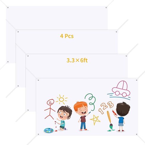 4 قطع 3.3 × 6 بوصات لافتة كبيرة فارغة من البوليستر مع حبل تعليق لسهولة تعليق لافتات DIY للديكور الداخلي والخارجي والمكاتب والحفلات in Kuwait