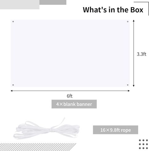 4 قطع 3.3 × 6 بوصات لافتة كبيرة فارغة من البوليستر مع حبل تعليق لسهولة تعليق لافتات DIY للديكور الداخلي والخارجي والمكاتب والحفلات in Kuwait