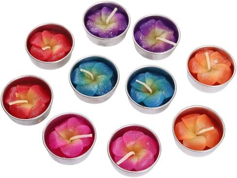 10 Pcs Flowers Tealight Candles Aromatherapy Relax Candles Scented Tea Lights for Birthday Party Supplies and Wedding Favor Baby Shower Decorations. (Mixed Frangipani Flower Colors) in Saudi Arabia