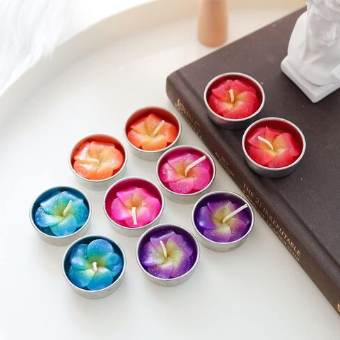 10 Pcs Flowers Tealight Candles Aromatherapy Relax Candles Scented Tea Lights for Birthday Party Supplies and Wedding Favor Baby Shower Decorations. (Mixed Frangipani Flower Colors) in Saudi Arabia