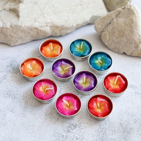 10 Pcs Flowers Tealight Candles Aromatherapy Relax Candles Scented Tea Lights for Birthday Party Supplies and Wedding Favor Baby Shower Decorations. (Mixed Frangipani Flower Colors) in Saudi Arabia