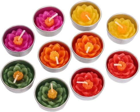 10 Pcs Flowers Tealight Candles Aromatherapy Relax Candles Scented Tea Lights for Birthday Party Supplies and Wedding Favor Baby Shower Decorations. (Mixed Frangipani Flower Colors) in Saudi Arabia