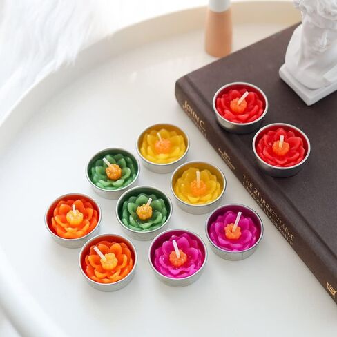 10 Pcs Flowers Tealight Candles Aromatherapy Relax Candles Scented Tea Lights for Birthday Party Supplies and Wedding Favor Baby Shower Decorations. (Mixed Frangipani Flower Colors) in Saudi Arabia