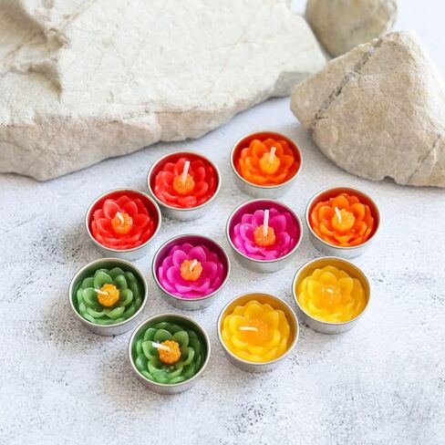 10 Pcs Flowers Tealight Candles Aromatherapy Relax Candles Scented Tea Lights for Birthday Party Supplies and Wedding Favor Baby Shower Decorations. (Mixed Frangipani Flower Colors) in Saudi Arabia